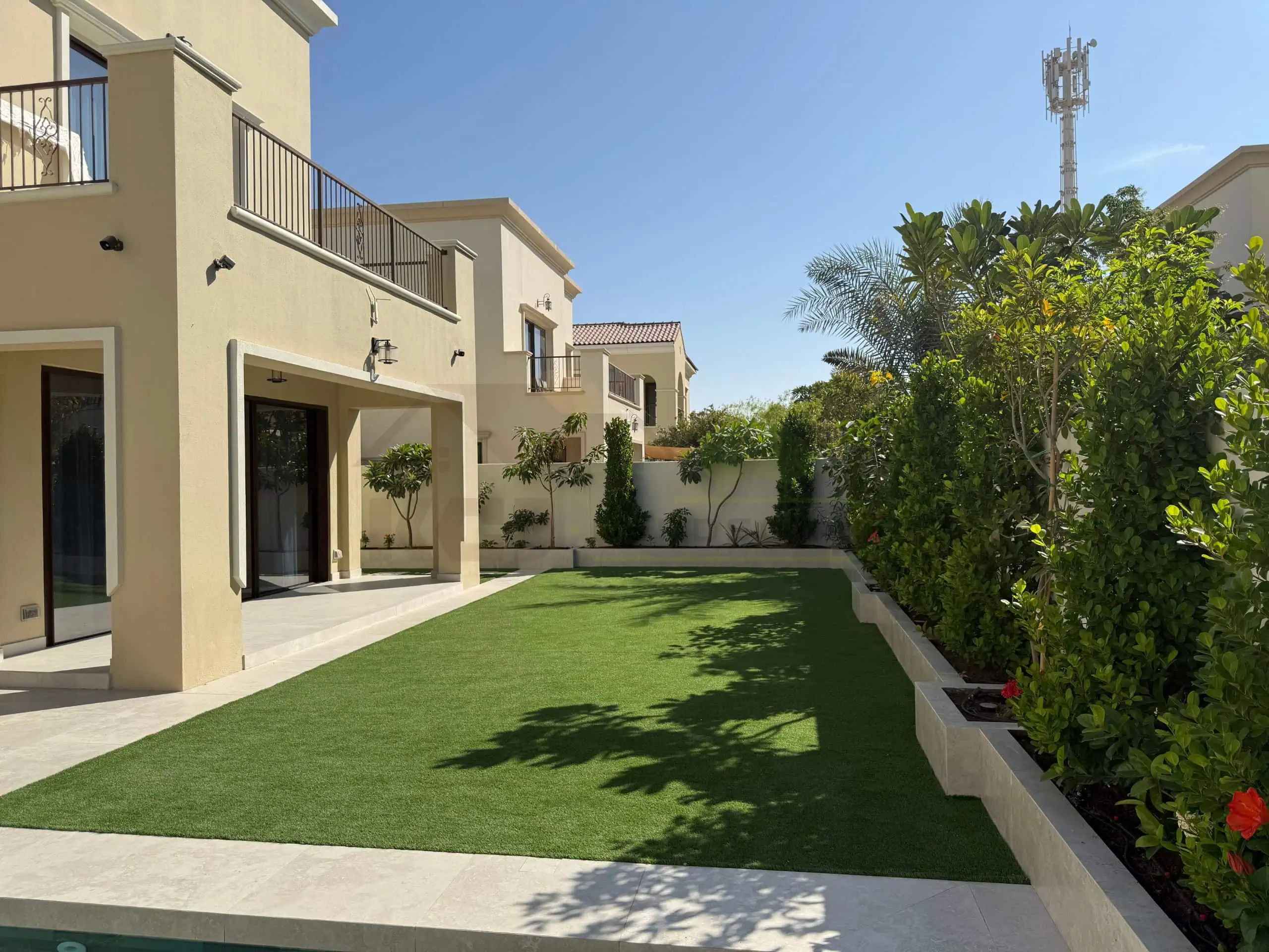 Lush villa lawns